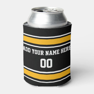 Black and Gold Customize With Your Name Can Cooler
