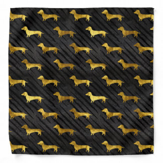 Black and Gold Dachshund Pattern Bandana