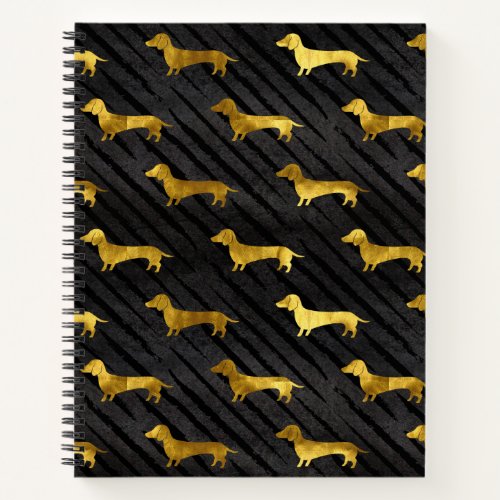 Black and Gold Dachshund Pattern Notebook