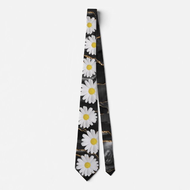 Black and Gold Daisy  Neck Tie (Front)