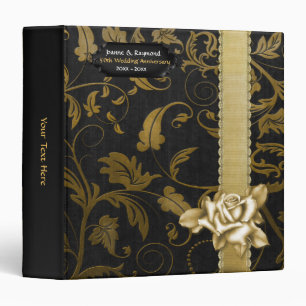 Black and Gold Damask 50th Wedding Anniversary Binder