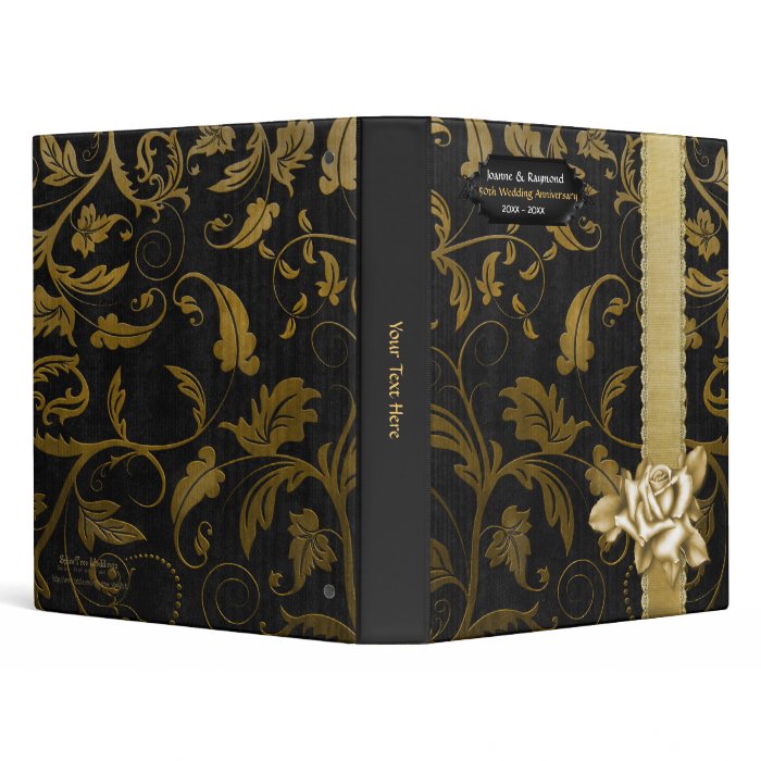 Black and Gold Damask 50th Wedding Anniversary Binders