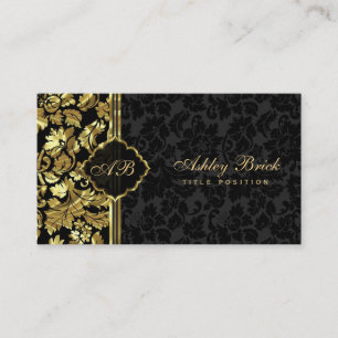 Black And Gold Damask Business Card