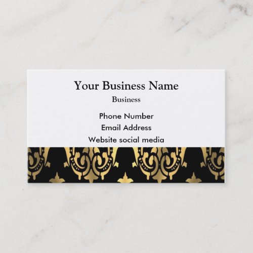 Black and gold damask business card