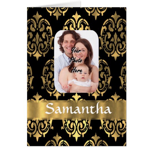 Black and gold damask cards (Front)