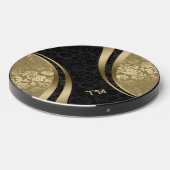 Black and gold damask dynamic design wireless charger  (Front 2)