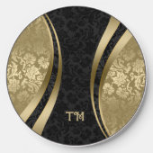 Black and gold damask dynamic design wireless charger  (Front)