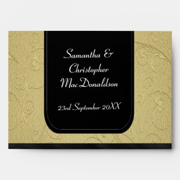 Black And Gold Damask Envelope by personalized_wedding at Zazzle