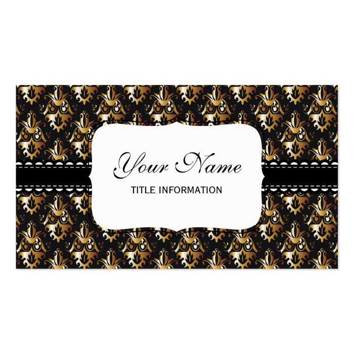 Black and Gold Damask Pattern Business Cards