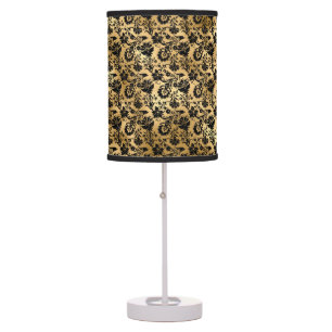 Black and Gold Damask Pattern Table Lamp