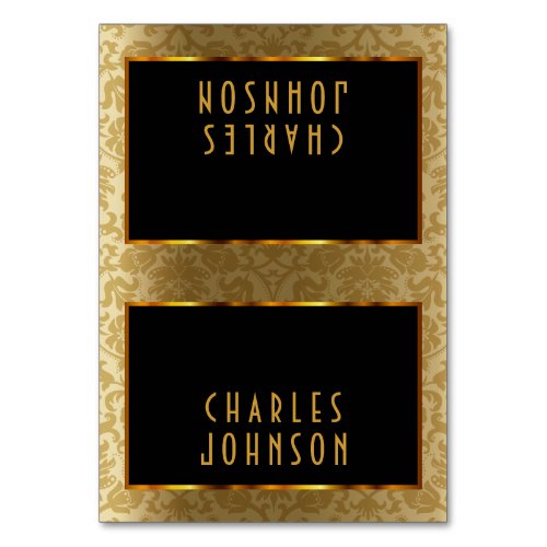 Black and Gold Damask _ Place Cards