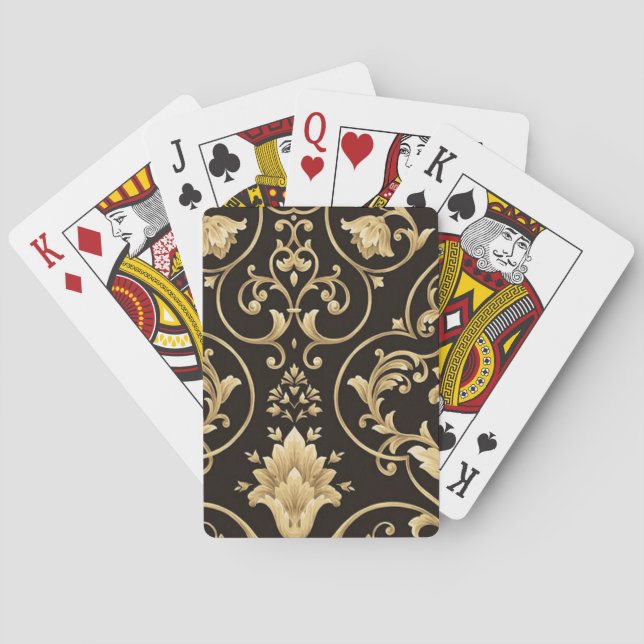 BLACK AND GOLD DAMASK POKER CARDS (Back)