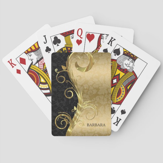 Black And Gold Damask Poker Cards (Back)
