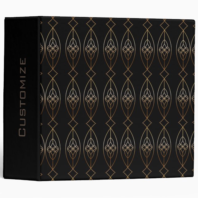 Black And Gold Deco 3 Ring Binder (Front/Spine)