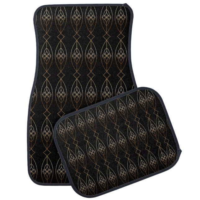 Black And Gold Deco  Car Floor Mat (Set)