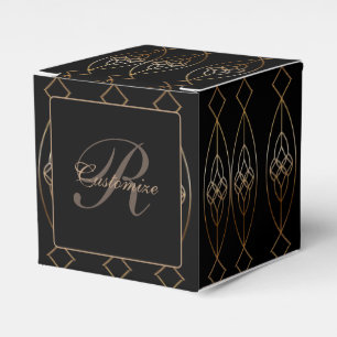 Black And Gold Deco Cube Favor Boxes