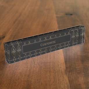 Black And Gold Deco Desk Name Plate