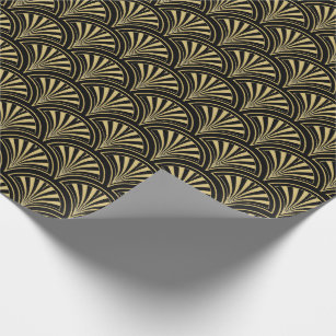 VINTAGE ART DECO DEPARTMENT STORE WRAPPING PAPER Gold Black