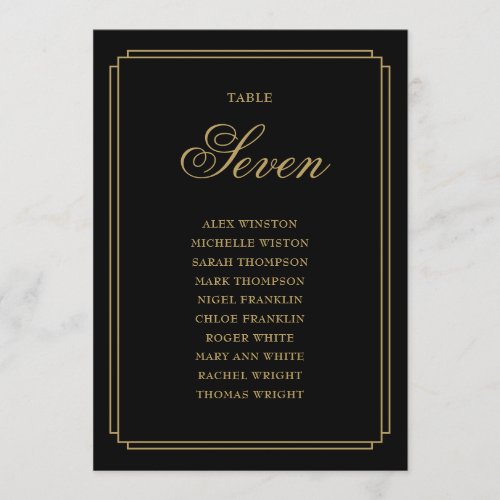 Black And Gold Deco Table Number Seating Chart
