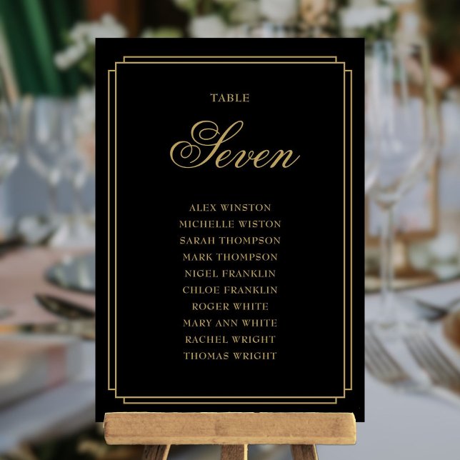 Black And Gold Deco Table Number Seating Chart (Black And Gold Deco Table Number Seating Chart)