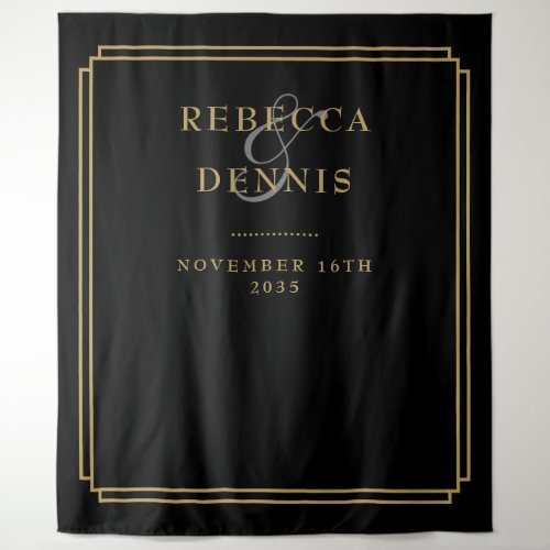 Black And Gold Deco Wedding Photo Booth Backdrop