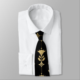 Black and Gold Decor Pattern Neck Tie