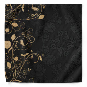 Black and Gold Decorative Pattern Bandana