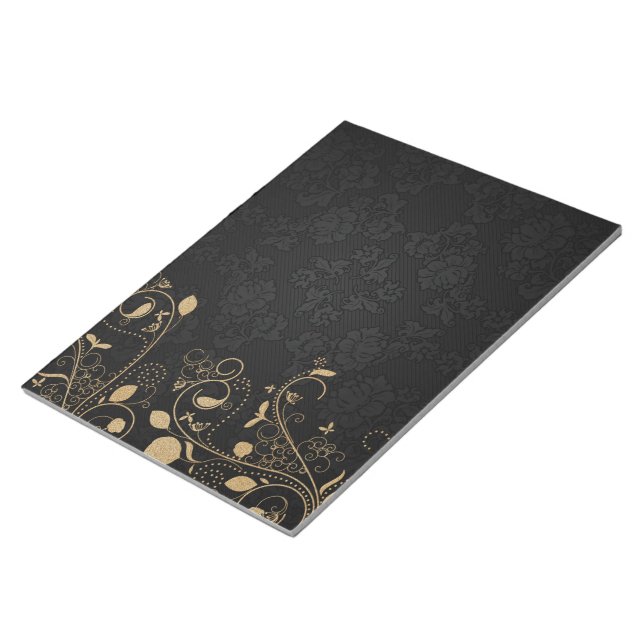 Black and Gold Decorative Pattern Notepad (Angled)