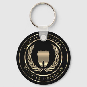 Black and Gold Dental Assistant Keychain