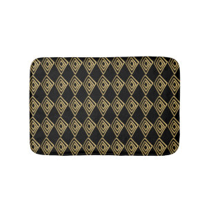 Black and Gold Diamond Doodles Bath Mat