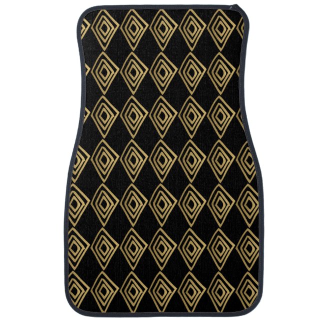 Black and Gold Diamond Doodles Car Floor Mat (Front)