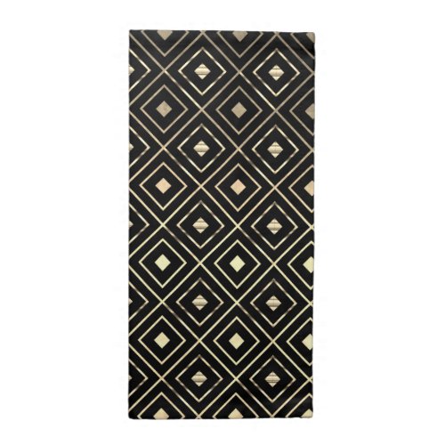 Black and Gold Diamond Pattern Cloth Napkin