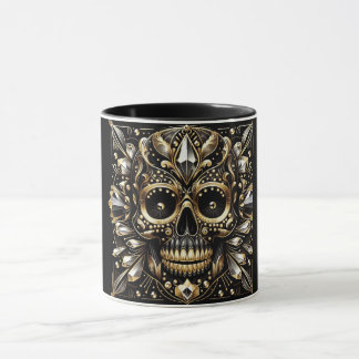 Black and Gold Diamond Skull Mug