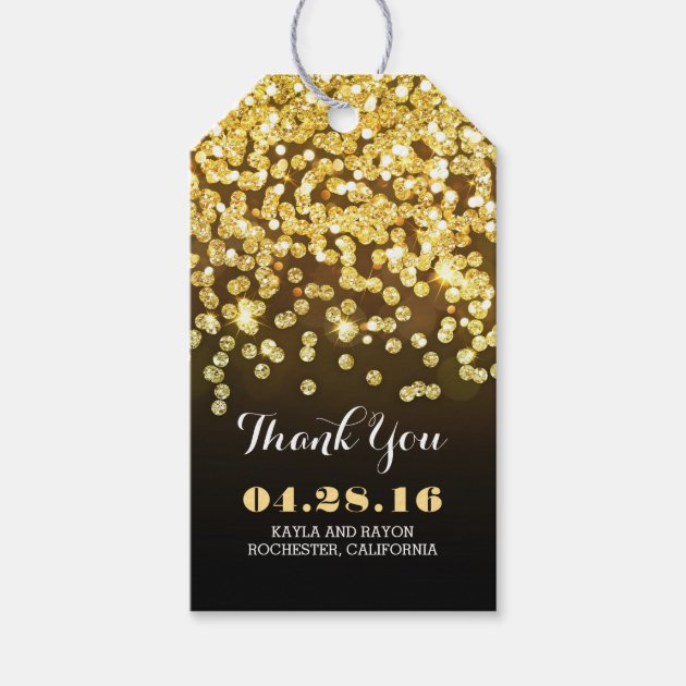 Black And Gold Diamonds Wedding Thank You Gift Tags