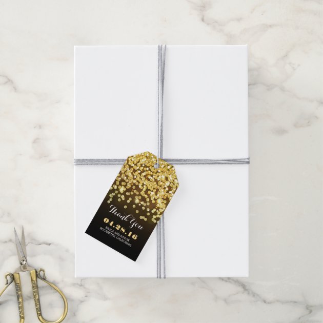 Black And Gold Diamonds Wedding Thank You Gift Tags