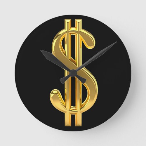 Black and Gold Dollar Sign Clock