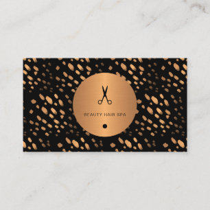 Black and gold dots copper glamorous hair salon business card