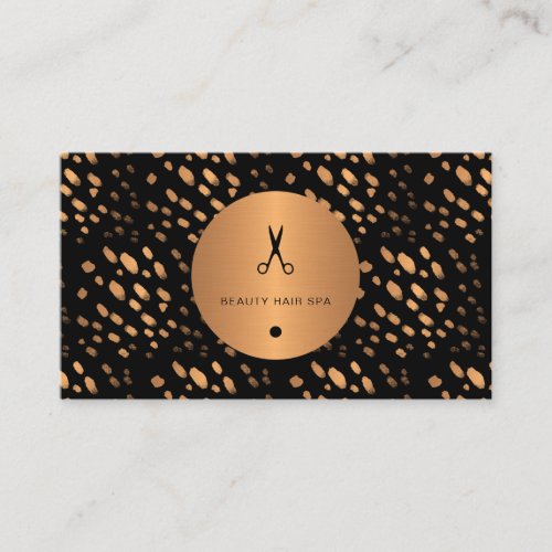 Black and gold dots copper glamorous hair salon business card