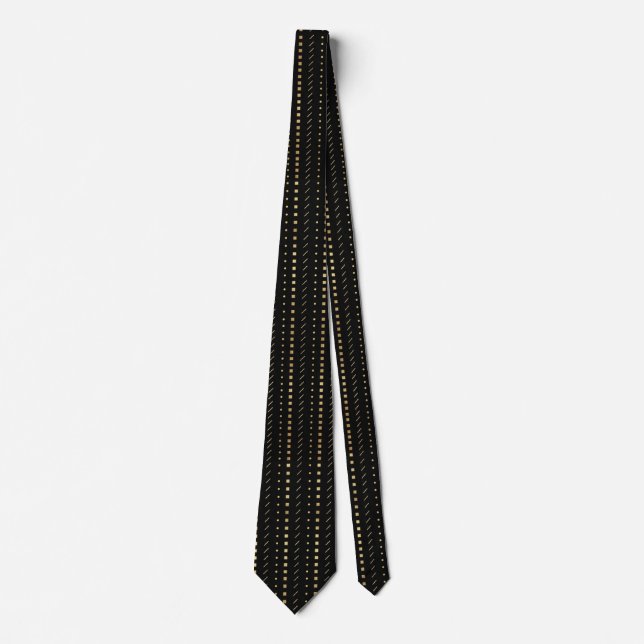 Black and Gold Dotted Stripe Neck Tie (Front)