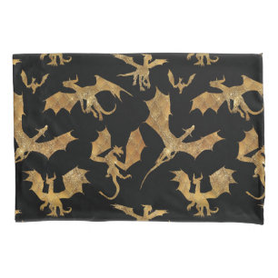 Black and gold Dragon Pillow Case