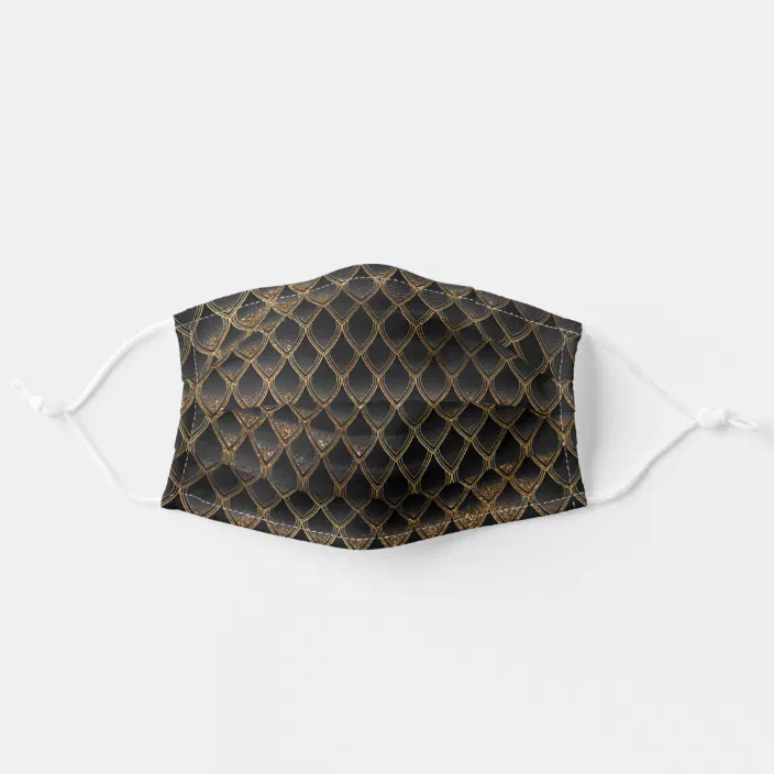 Shiny Black and Gold Dragon Scales Face Cover