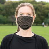 Black and Gold Dragon Scale Pattern Adult Cloth Face Mask (Outside)