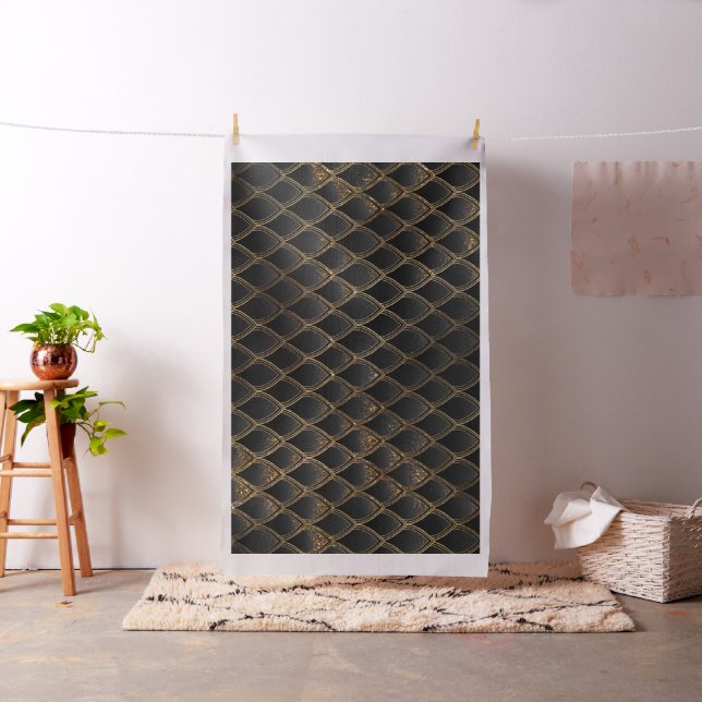Black and Gold Dragon Scales Fabric (In Situ)