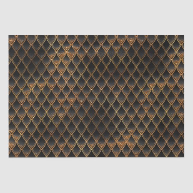 Black and Gold Dragon Scales Tissue Paper (Front)