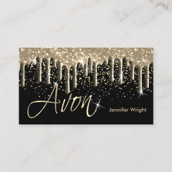 Black And Gold Drip - Avon Representative Business Card by DesignsbyDonnaSiggy at Zazzle