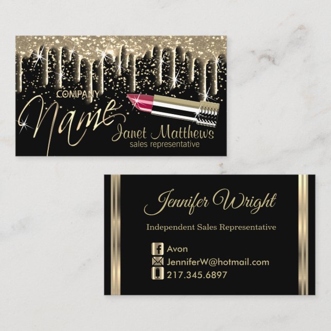 Black and Gold Drip Business Card (Front/Back)