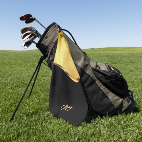Black and Gold Dynamic Stripe Golf Towel