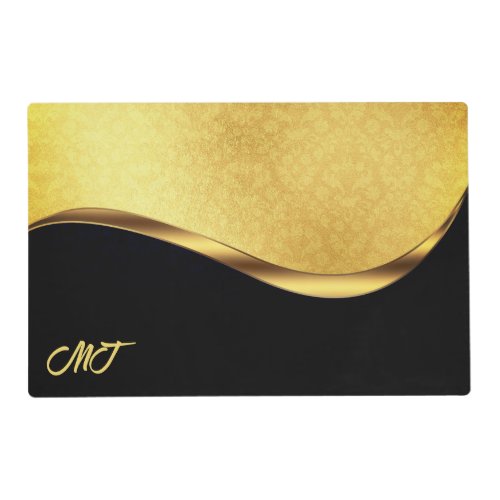 Black and Gold Dynamic Stripe Placemat