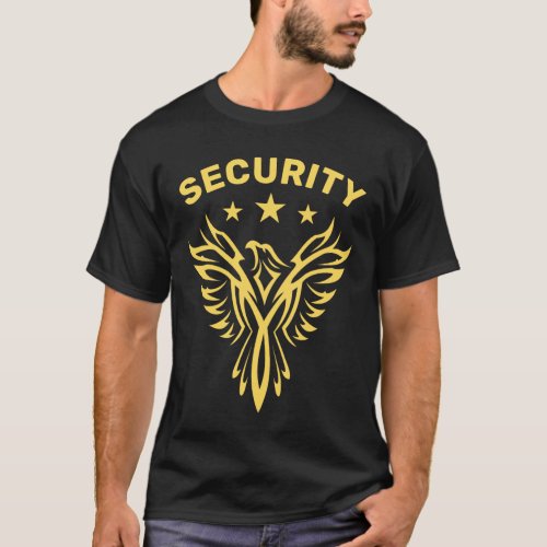 Black and Gold Eagle Security T_Shirt