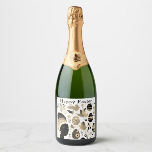 Black and Gold Easter Eggs Sparkling Wine Label